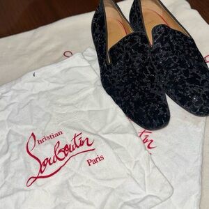 🖤 Christian Louboutin Dandelion Velvet Loafers – Black Glitter (Size 43, 2022)